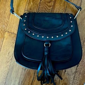 Cute gray crossbody with tassels- like new!